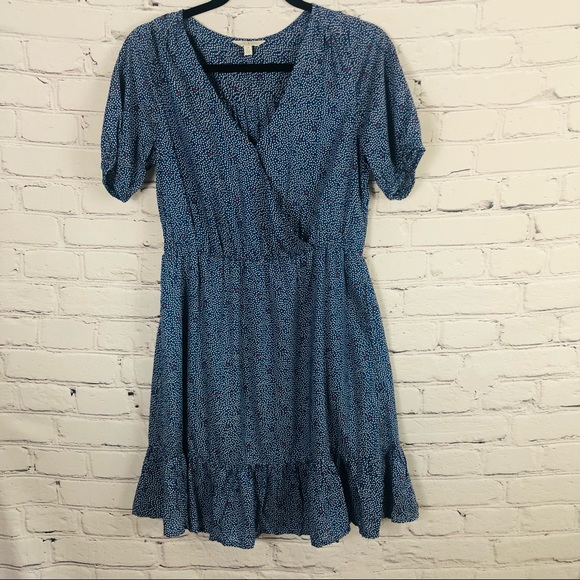Lucky Brand 🍀 Wrap dress with Polka Dots. Size:(SP) Color: Blue/white/ Red . - Picture 3 of 10